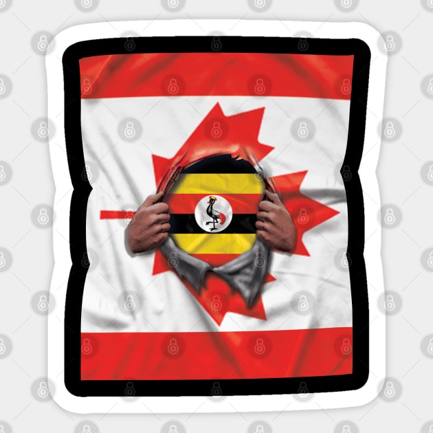 Uganda Flag Canadian Flag Ripped - Gift for Ugandan From Uganda Sticker by Country Flags